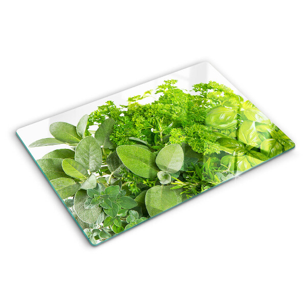 Planche à découper en verre Herbes vertes et feuilles