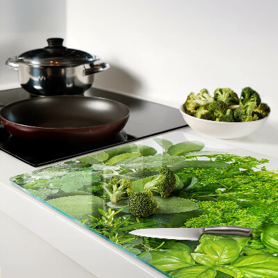 Planche à découper en verre Herbes vertes et feuilles