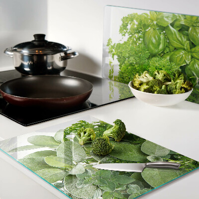 Planche à découper en verre Herbes vertes et feuilles