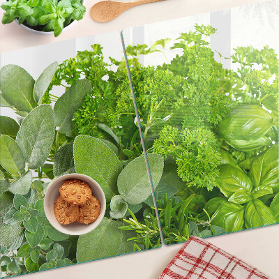 Planche à découper en verre Herbes vertes et feuilles