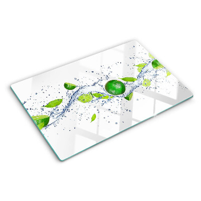 Planche à découper en verre Citrons et eau de feuilles