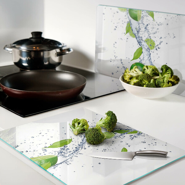 Planche à découper en verre Citrons et eau de feuilles