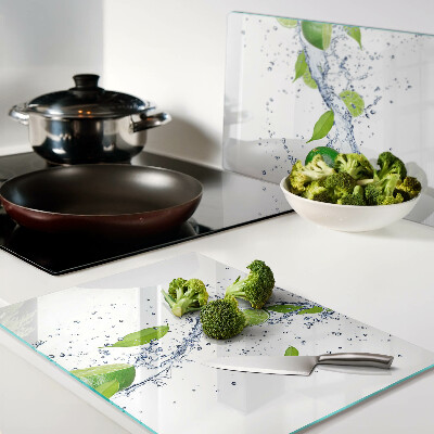 Planche à découper en verre Citrons et eau de feuilles