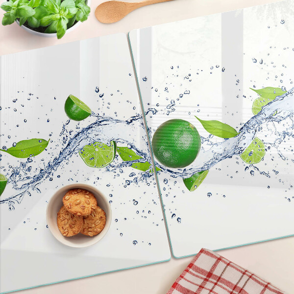 Planche à découper en verre Citrons et eau de feuilles