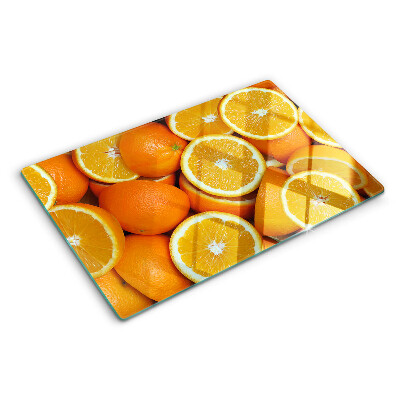 Planche à découper verre oranges tranchées