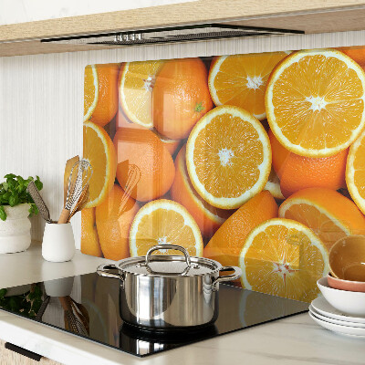 Planche à découper verre oranges tranchées