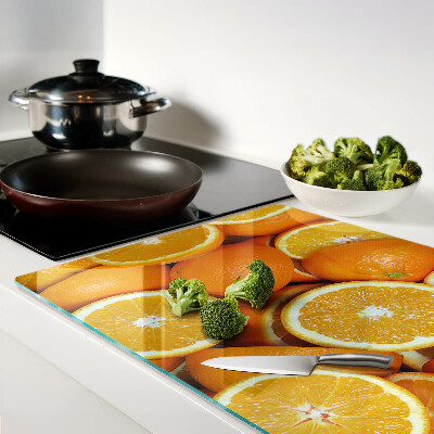 Planche à découper verre oranges tranchées