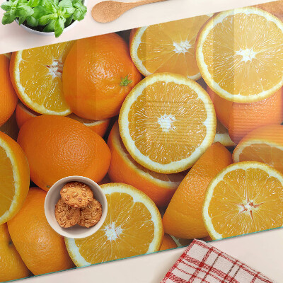 Planche à découper verre oranges tranchées