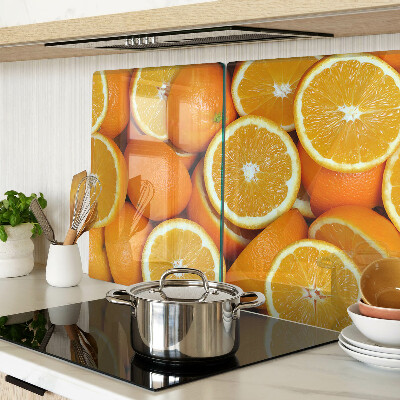 Planche à découper verre oranges tranchées