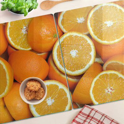 Planche à découper verre oranges tranchées