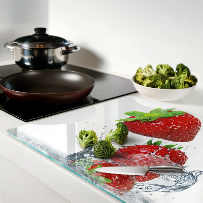 Planche à découper en verre Fraises à l'eau
