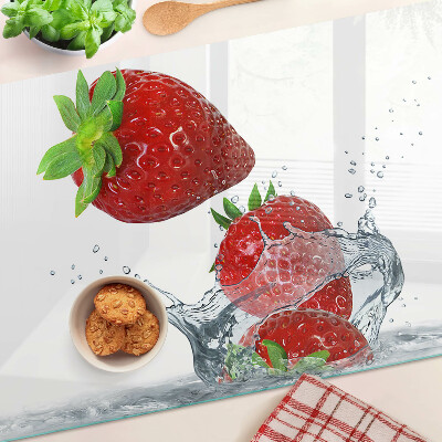 Planche à découper en verre Fraises à l'eau