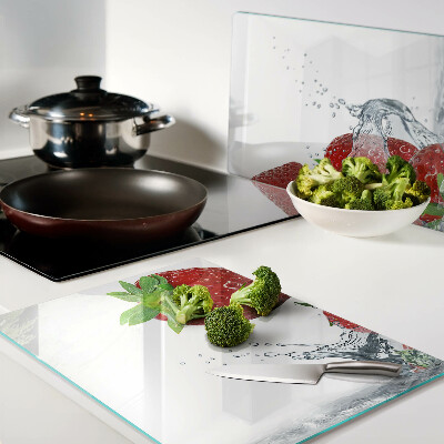 Planche à découper en verre Fraises à l'eau