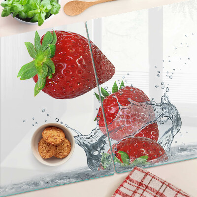 Planche à découper en verre Fraises à l'eau