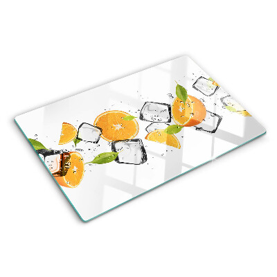 Planche à découper verre Agrumes avec glace