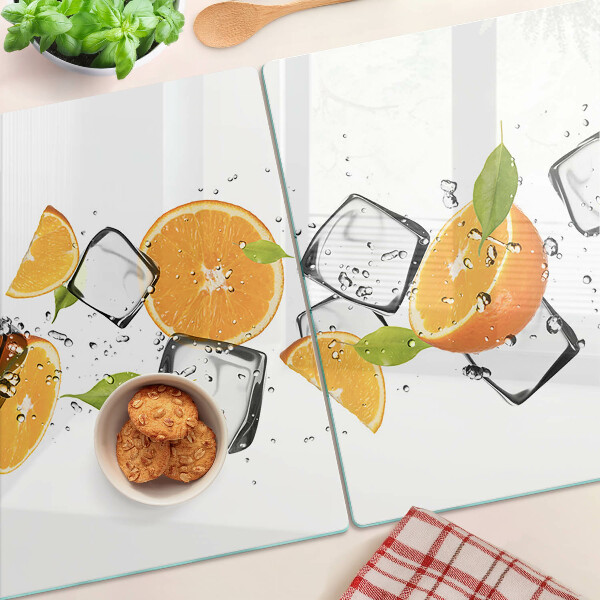 Planche à découper verre Agrumes avec glace