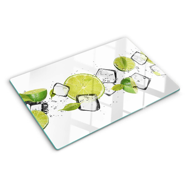 Planche à découper en verre Citrons avec de la glace dans l'eau