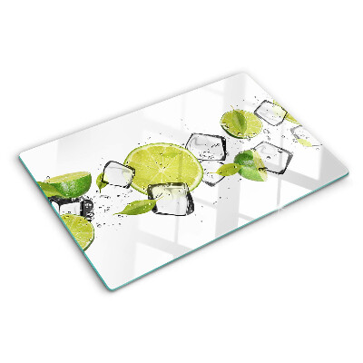 Planche à découper en verre Citrons avec de la glace dans l'eau