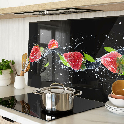 Planche à découper verre Fraises à l'eau