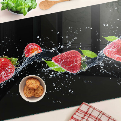 Planche à découper verre Fraises à l'eau