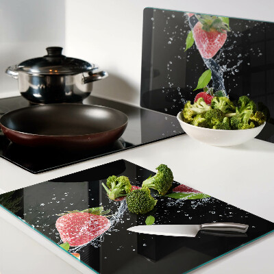 Planche à découper verre Fraises à l'eau