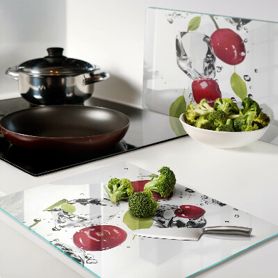 Planche à découper en verre Pommes rouges avec de la glace