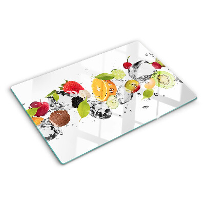 Planche à découper verre Fruits avec glace