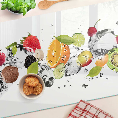 Planche à découper verre Fruits avec glace