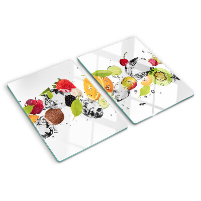 Planche à découper verre Fruits avec glace