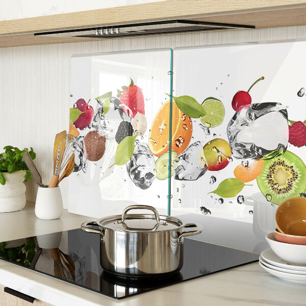 Planche à découper verre Fruits avec glace