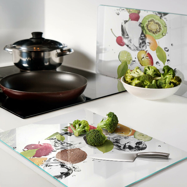 Planche à découper verre Fruits avec glace