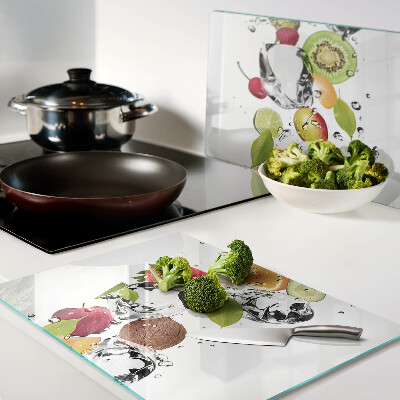 Planche à découper verre Fruits avec glace