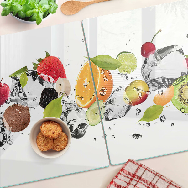 Planche à découper verre Fruits avec glace