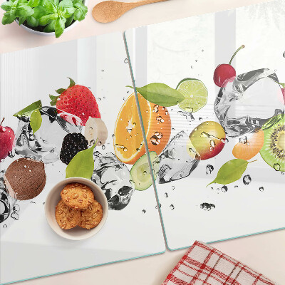 Planche à découper verre Fruits avec glace