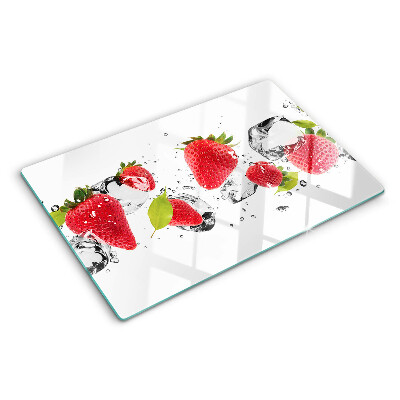 Planche à découper en verre Fraises avec glace