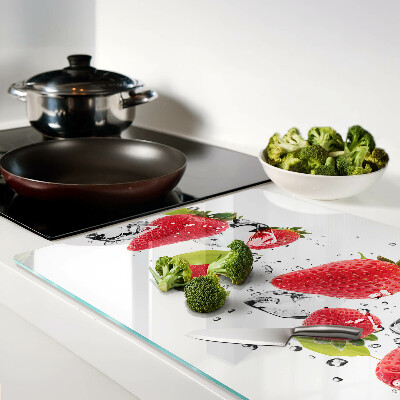 Planche à découper en verre Fraises avec glace