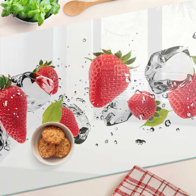 Planche à découper en verre Fraises avec glace
