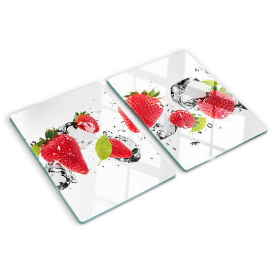 Planche à découper en verre Fraises avec glace