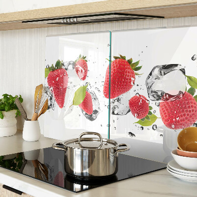 Planche à découper en verre Fraises avec glace