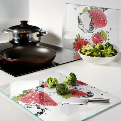 Planche à découper en verre Fraises avec glace