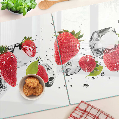 Planche à découper en verre Fraises avec glace