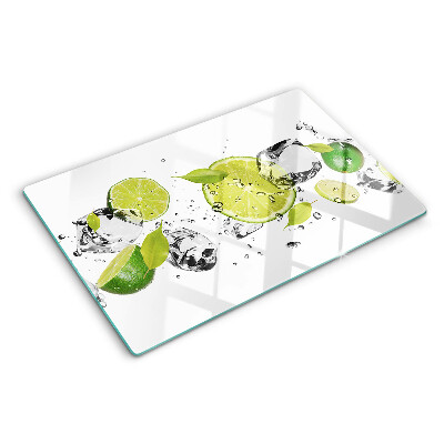 Planche à découper en verre Citrons et glace dans l'eau