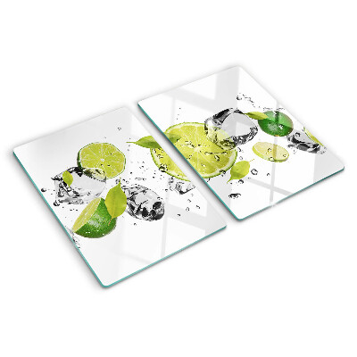 Planche à découper en verre Citrons et glace dans l'eau