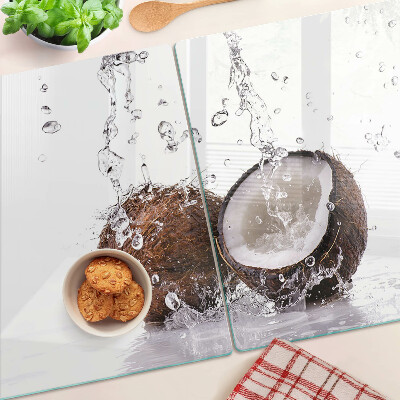 Planche à découper verre Noix de coco dans l'eau