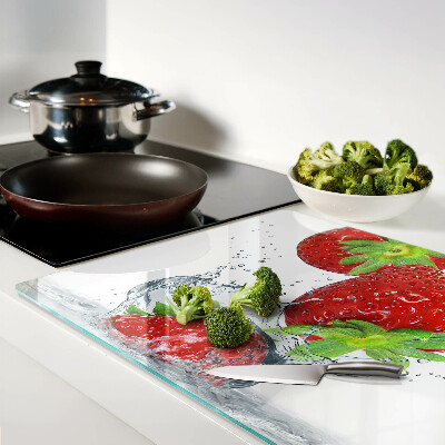 Planche à découper en verre Fraises à l'eau