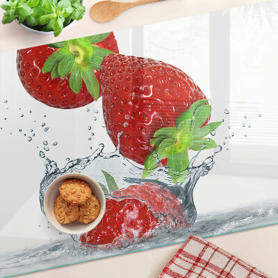 Planche à découper en verre Fraises à l'eau