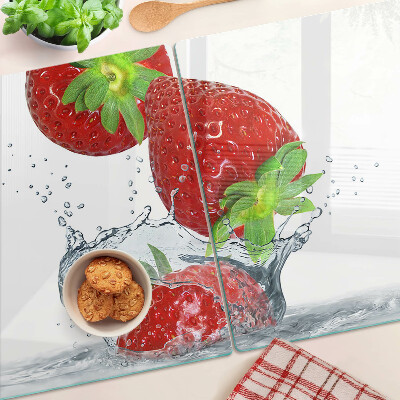 Planche à découper en verre Fraises à l'eau