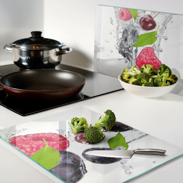 Planche à découper en verre Fruits dans l'eau