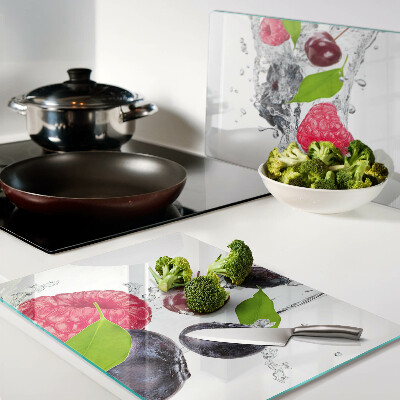 Planche à découper en verre Fruits dans l'eau
