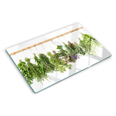 Planche à découper verre Herbes séchées sur une ficelle